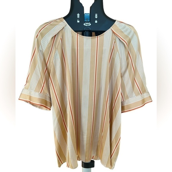 Worthington Women’s Striped Key Hole Neck Short Sleeve Blouse size XL - Picture 2 of 9